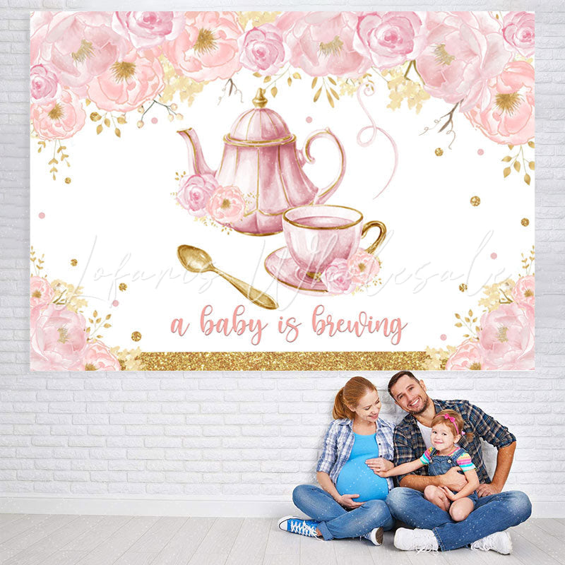 Lofaris A Baby Is Breuing Floral Backdrop for Shower