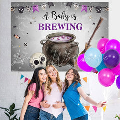 Lofaris A Baby Is Brewing Halloween Themed Shower Backdrop