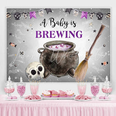 Lofaris A Baby Is Brewing Halloween Themed Shower Backdrop