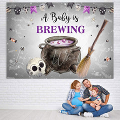 Lofaris A Baby Is Brewing Halloween Themed Shower Backdrop