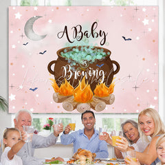 Lofaris A Baby Is Brewing Moon And Star Pink Shower Backdrop