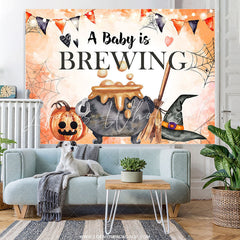 Lofaris A Baby Is Brewing Orange Backdrop Banner For Shower