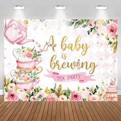 Lofaris A Baby Is Brewing Tea Party Floral Shower Backdrop
