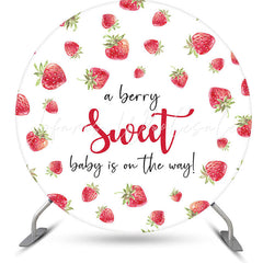 Lofaris A Berry Sweet Fruit White Round Baby Shower Backdrop