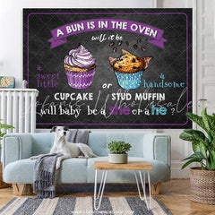 Lofaris A Bun Is In The Oven Purple Blue Baby Shower Backdrop