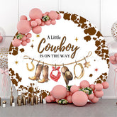 Lofaris A Cowboy Is On The Way Circle Baby Shower Backdrop