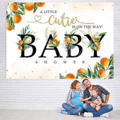 Lofaris A Cute Baby Orange Is On the Way Backdrop for Shower