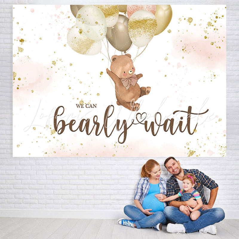 Lofaris A Cute Teddy Bear with Balloons Baby Shower Backdrop