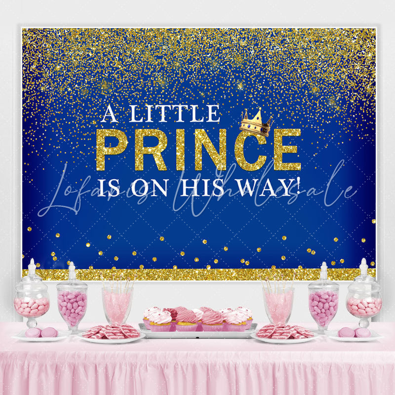 Lofaris A Litter Prince Glitter Blue Backdrop for Baby Shower