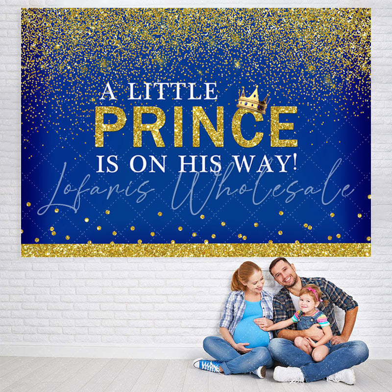 Lofaris A Litter Prince Glitter Blue Backdrop for Baby Shower