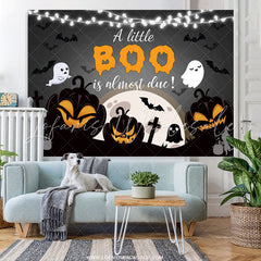 Lofaris A Little Boo Is Almost Due Black Halloween Backdrop