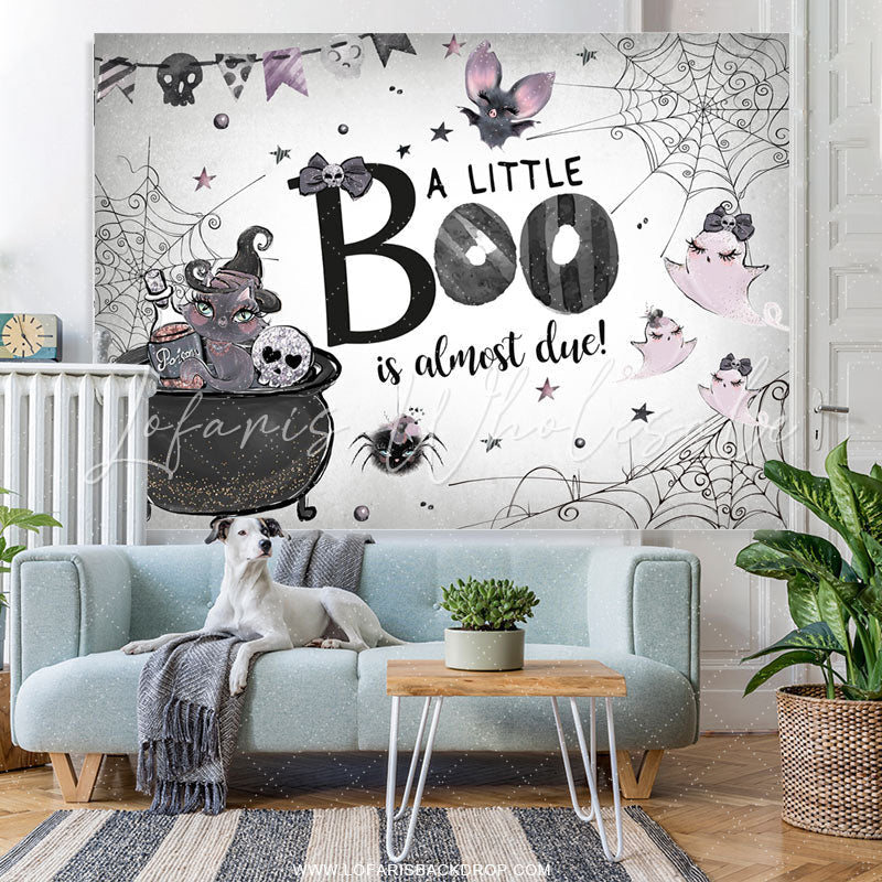 Lofaris A Little Boo Is Almost Due Halloween Baby Shower Backdrop