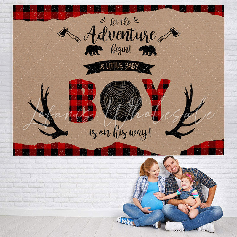 Lofaris A Little Boy Is On His Way Wood Baby Shower Backdrop