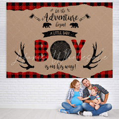 Lofaris A Little Boy Is On His Way Wood Baby Shower Backdrop