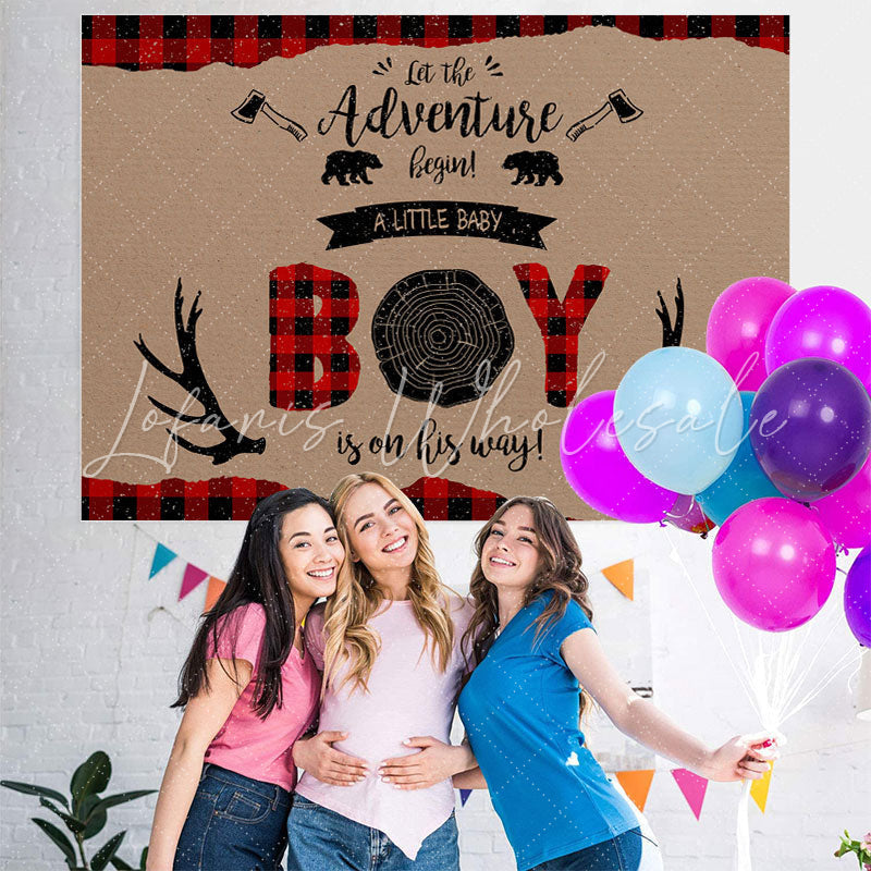 Lofaris A Little Boy Is On His Way Wood Baby Shower Backdrop