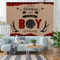 Lofaris A Little Boy Is On His Way Wood Baby Shower Backdrop