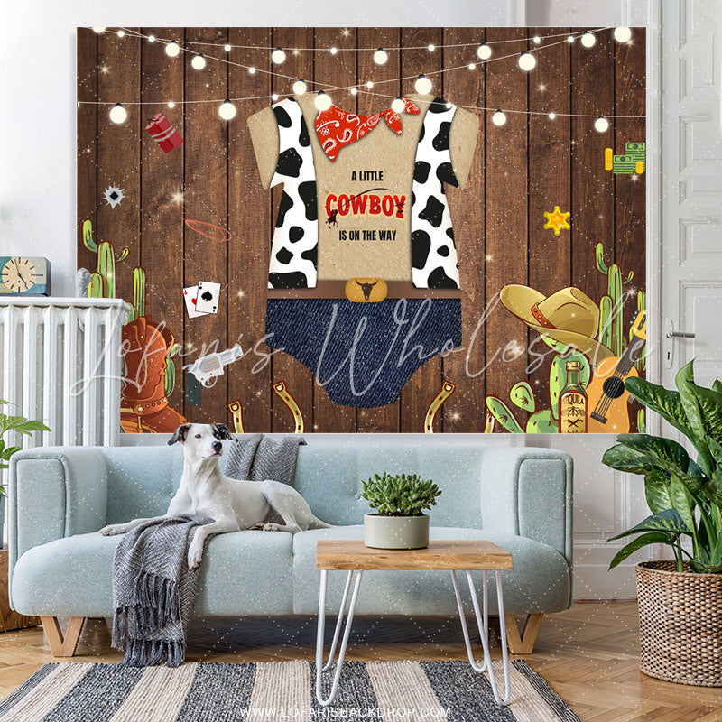 Lofaris A Little Cow Boy Is On The Way Baby Showr Backdrop