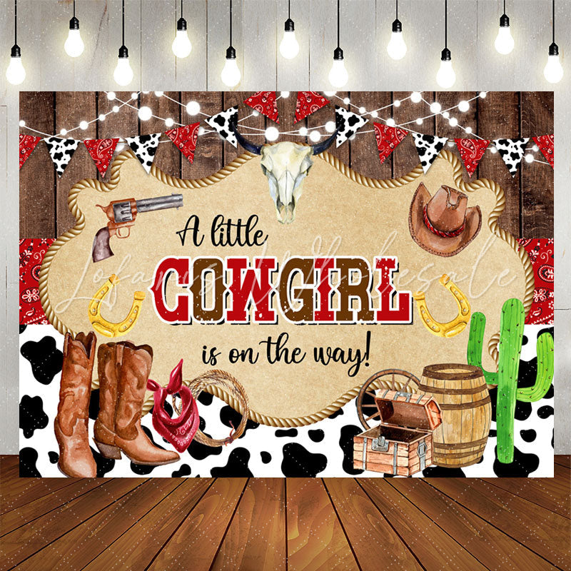 Lofaris A Little Cowgirl Is On The Way Baby Shower Backdrop