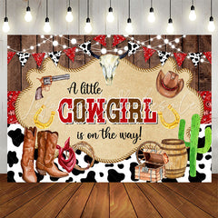 Lofaris A Little Cowgirl Is On The Way Baby Shower Backdrop