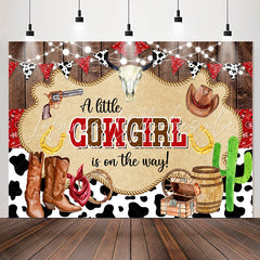 Lofaris A Little Cowgirl Is On The Way Baby Shower Backdrop