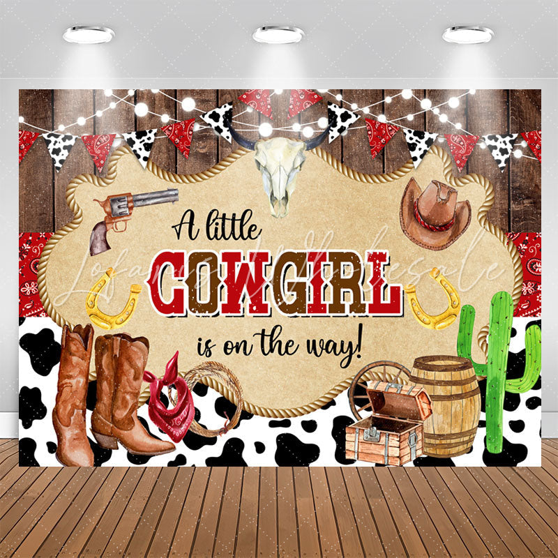 Lofaris A Little Cowgirl Is On The Way Baby Shower Backdrop