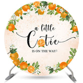 Lofaris A Little Cutie Is On The Way Baby Shower Round Backdrop