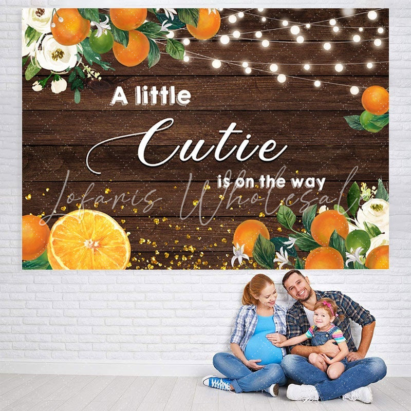 Lofaris A Little Cutie Is On the Way Orange Backdrop for Baby Shower