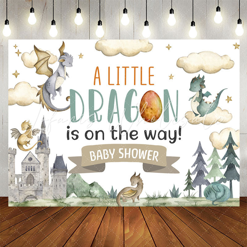 Lofaris A Little Dragon Is On The Way Baby Shower Backdrop