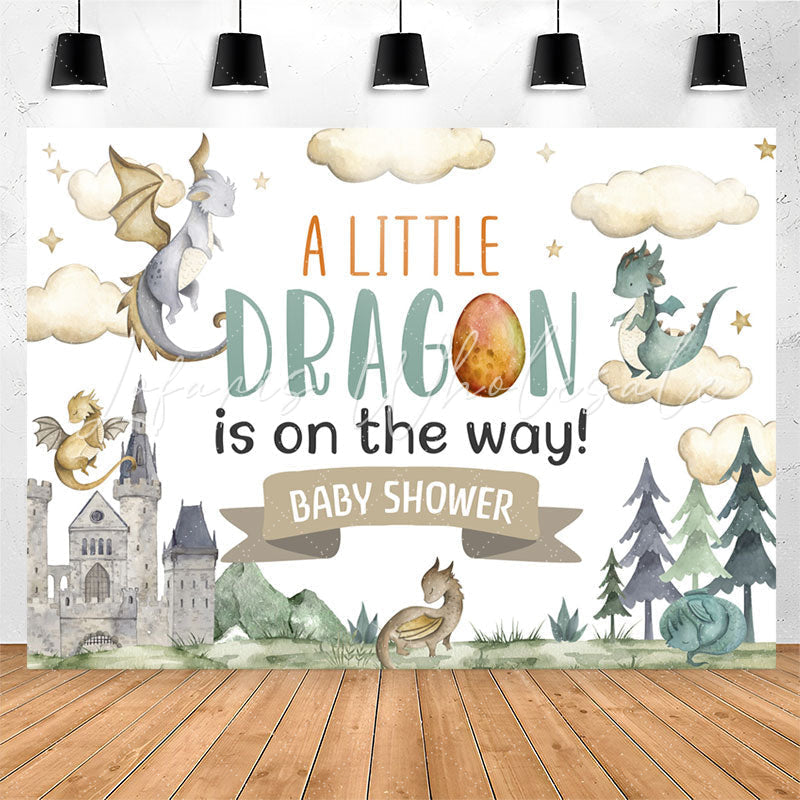 Lofaris A Little Dragon Is On The Way Baby Shower Backdrop