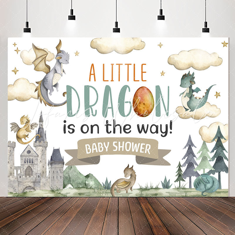 Lofaris A Little Dragon Is On The Way Baby Shower Backdrop