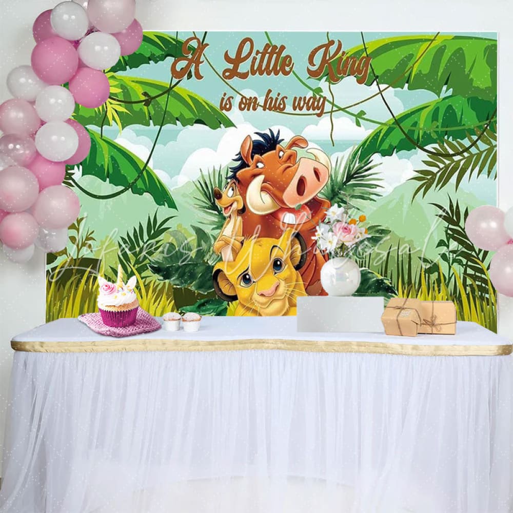 A Little King Is On The Way Safari Backdrop For Baby Shower Party