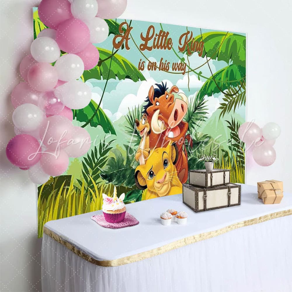 A Little King Is On The Way Safari Backdrop For Baby Shower Party