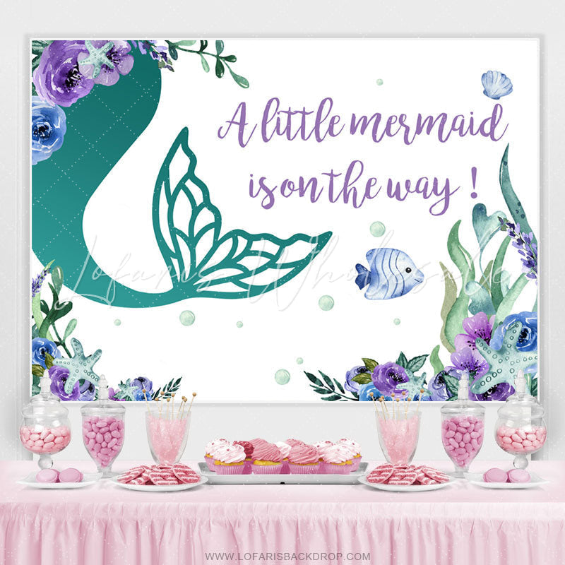 Lofaris A Little Mermaid Is On Thy Way Baby Shower Backdrop