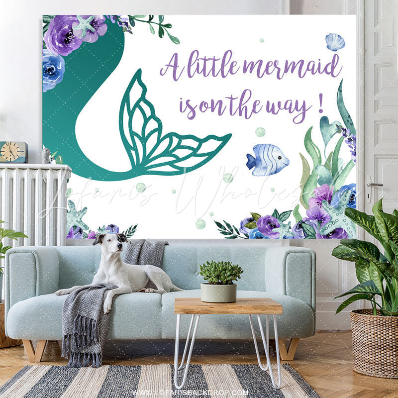 Lofaris A Little Mermaid Is On Thy Way Baby Shower Backdrop