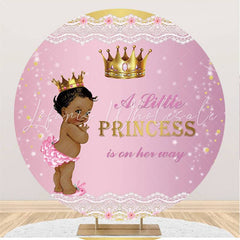 Lofaris A Little Princess Is On The Way Pink Round Backdrop