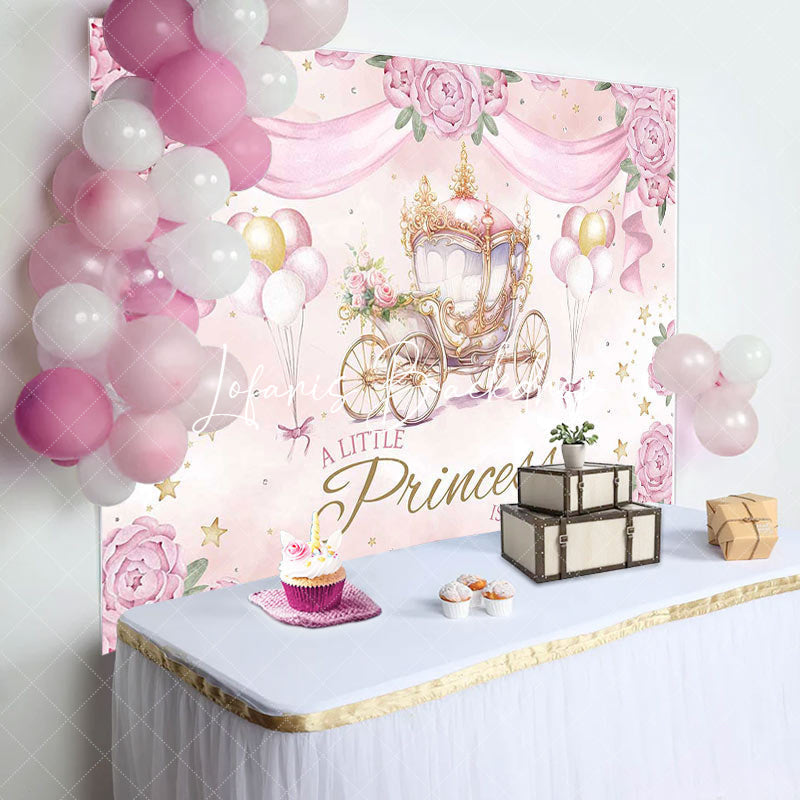 Lofaris A Little Princess Pink Floral Baby Shower Backdrop