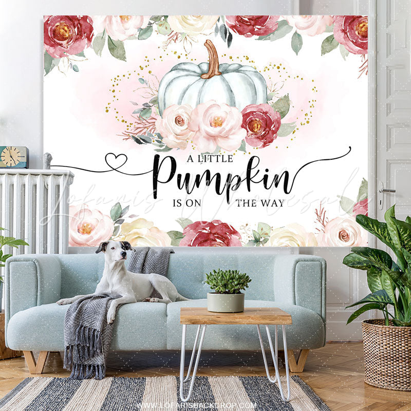 Lofaris A Little Pumpkin Is On The Way Pink Baby Shower Backdrop