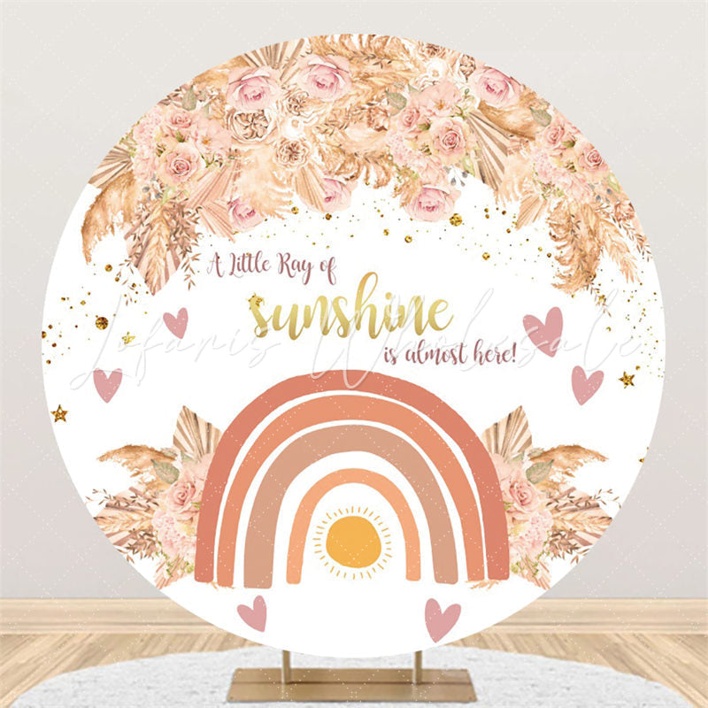 Lofaris A Little Ray Sunshine Is Almost Here Birthday Round Backdrop