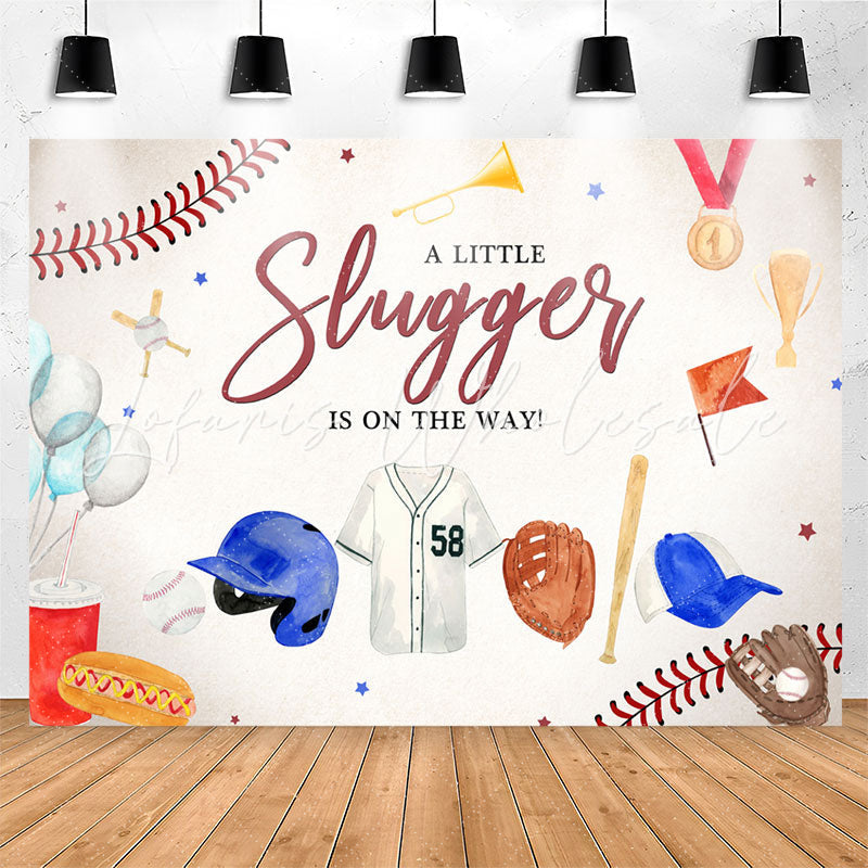 Lofaris A Little Slugger Is On The Way Baby Shower Backdrop