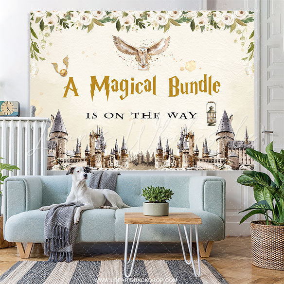 Lofaris A Magical Bundle Castle Floral Baby Shower Backdrop