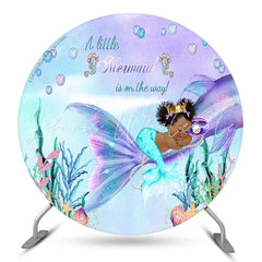 Lofaris A Mermaid Is On The Way Baby Shower Round Backdrop