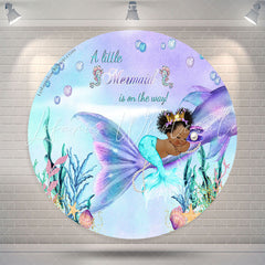 Lofaris A Mermaid Is On The Way Baby Shower Round Backdrop