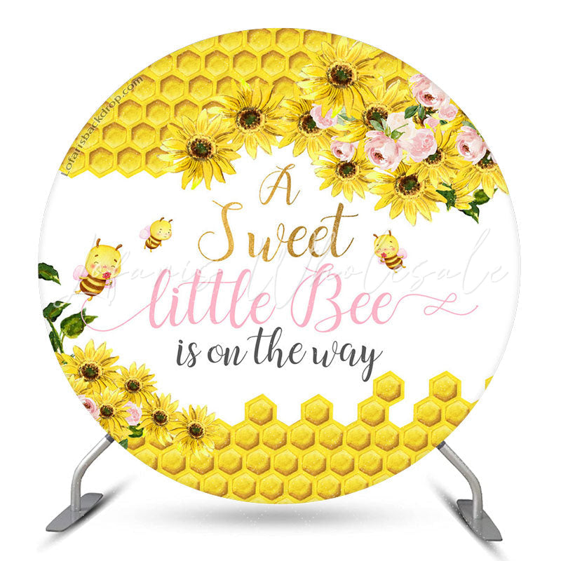 Lofaris A Sweet Bee Is On The Way Round Baby Shower Backdrop