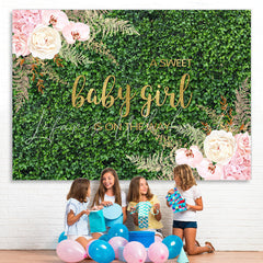 Lofaris A Sweet Girl Is On The Way Floral Baby Shower Backdrop