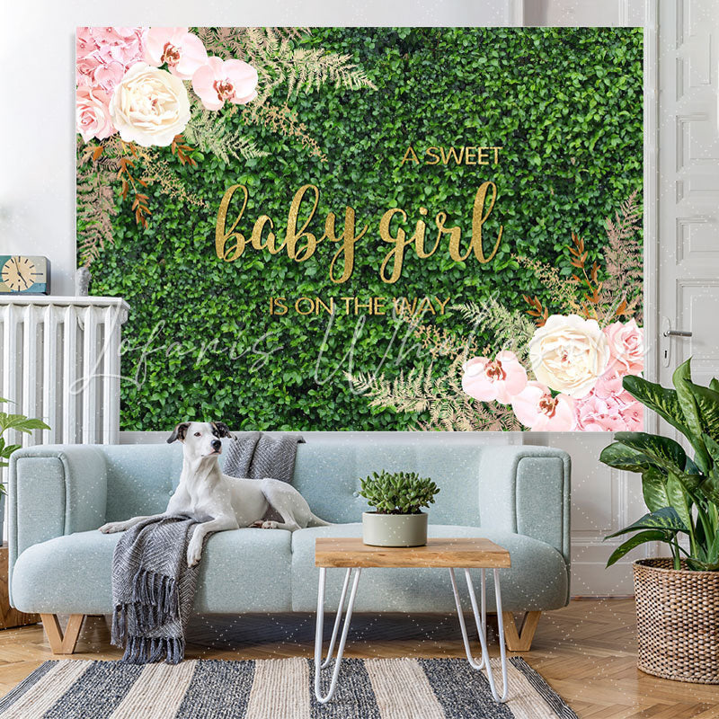 Lofaris A Sweet Girl Is On The Way Floral Baby Shower Backdrop