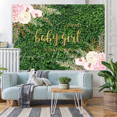 Lofaris A Sweet Girl Is On The Way Floral Baby Shower Backdrop