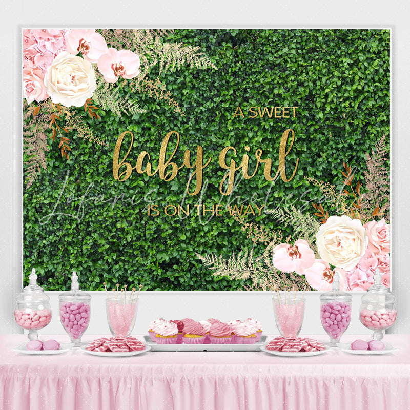 Lofaris A Sweet Girl Is On The Way Floral Baby Shower Backdrop