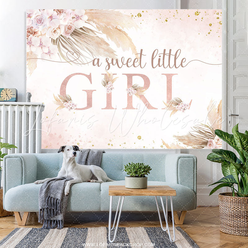 Lofaris A Sweet Little Girl Floralpink Baby Shower Backdrop