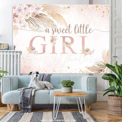Lofaris A Sweet Little Girl Floralpink Baby Shower Backdrop
