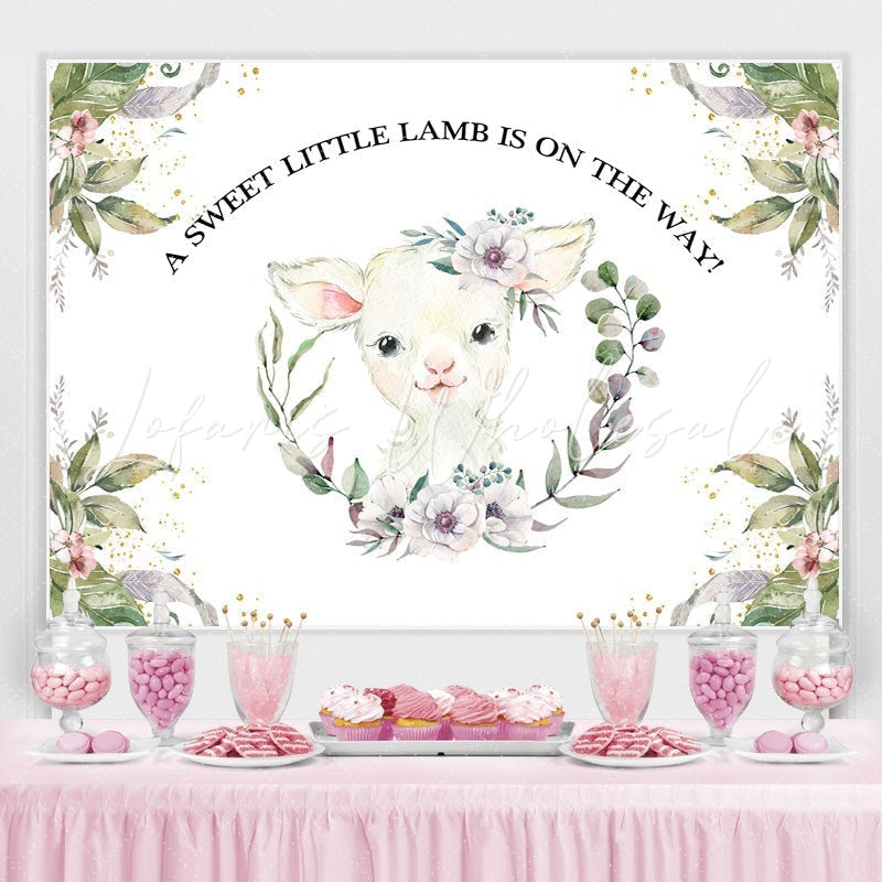 Lofaris A Sweet Little Lamb Is On The Way Baby Shower Backdrop